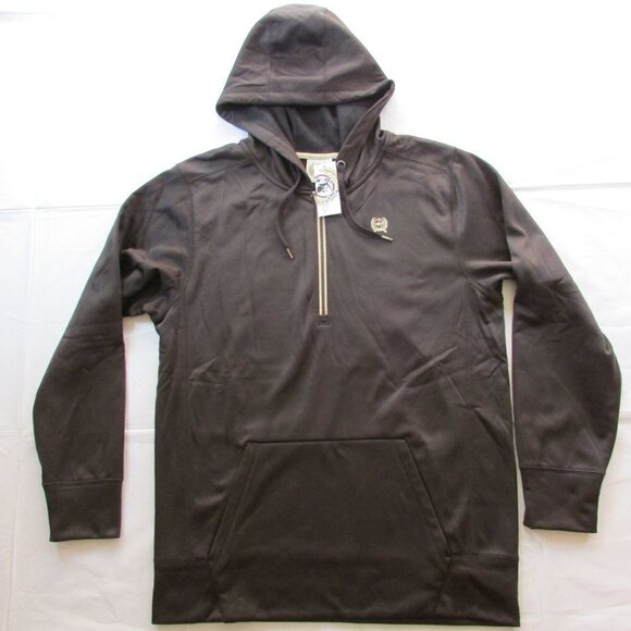 Cinch Men's Long Sleeve Quarter Zip Hooded Pullover - Brown - Picture 2 of 3
